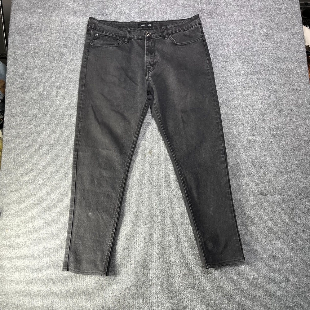 Hype Skinny Stretch Jeans Men's Faded Black Denim Pockets Zip Fly‎ Y2K - 38X29